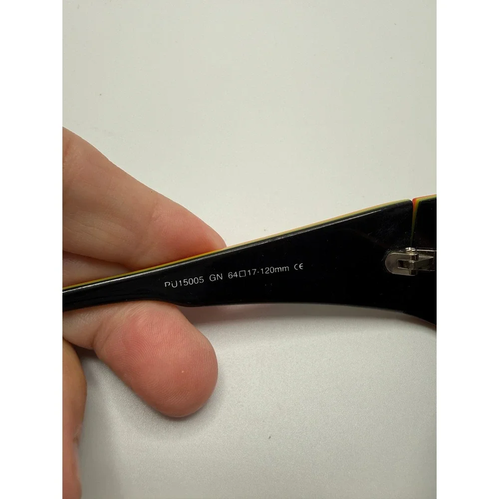 Puma Atmosphere PU15005 GN Wrap Sunglasses Black Red Yellow Green Stripes